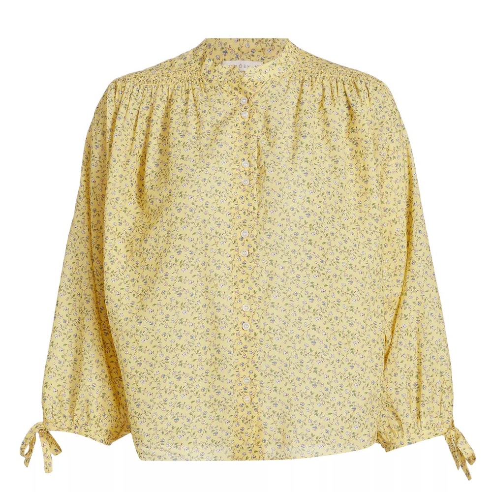 Doen Yellow Floral Button-Up Blouse